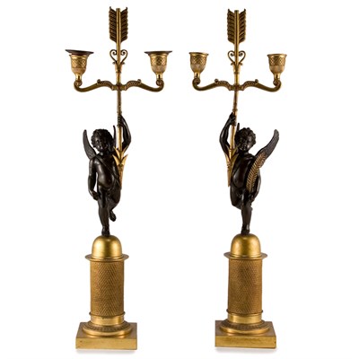 Lot 509 - Pair of Charles X Gilt and Patinated-Bronze...