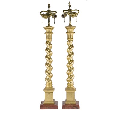 Lot 118 - Pair of Italian Baroque Style Gilt-Wood Lamps...