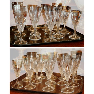 Lot 353A - Set of Lalique Engraved Glass Stemware In the...