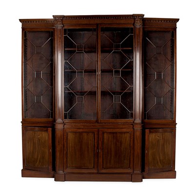Lot 341 - George III Mahogany Breakfront Bookcase In two...