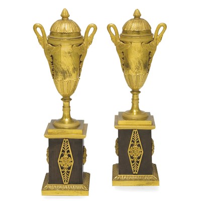 Lot 475 - Pair of Empire Gilt and Patinated-Bronze...