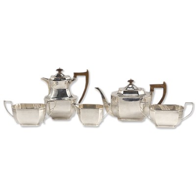 Lot 342 - English Silver Five-Piece Tea and Coffee...