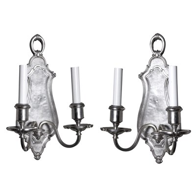 Lot 339 - Pair of E.F. Caldwell Silver Plate Two-Light...