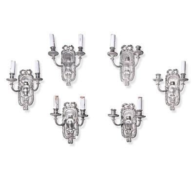 Lot 340 - Set of Six E.F. Caldwell Silvered-Bronze...