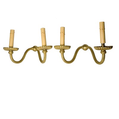 Lot 91 - Pair of Louis XVI Style Gilt-Metal Two-Light...