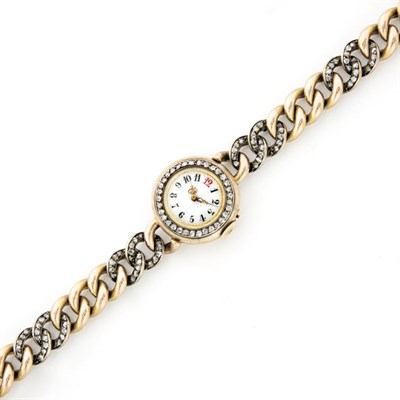 Lot 161 - Gold, Silver and Diamond Bracelet-Watch