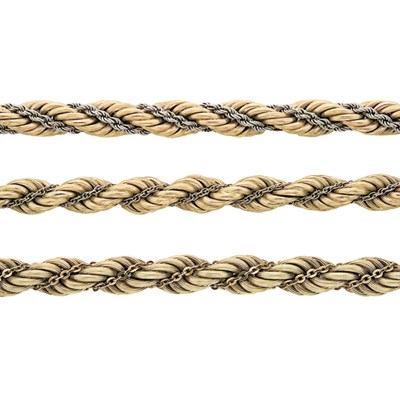 Lot 284 - Three Two-Color Gold Bracelets