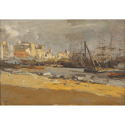 Lot 20 - Giorgio Belloni Italian, 1861-1944 Harbor...
