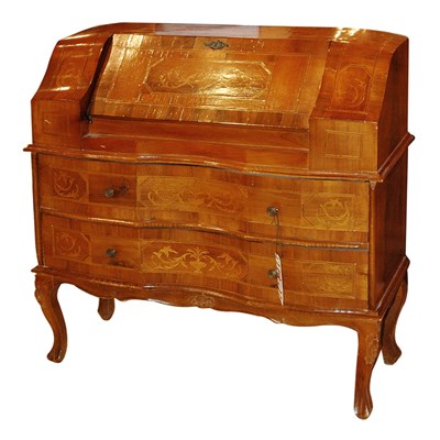 Lot 134 - Continental Rococo Style Inlaid Walnut Slant...