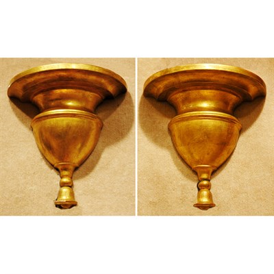 Lot 406 - Pair of Gold Painted Wood Urn-Form Brackets...