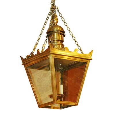 Lot 408 - Georgian Style Brass and Glass Lantern Height...
