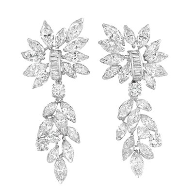 Lot 461 - Pair of Diamond Pendant-Earrings