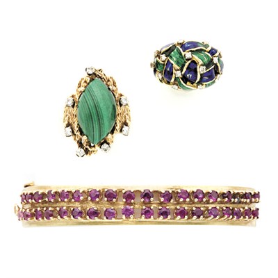Lot 229 - Group of Gold, Colored Stone, Diamond and Enamel Jewelry