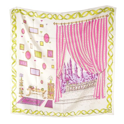 Lot 205 - Emilio Pucci Figurative Scarf Ivory silk twill...