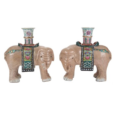 Lot 425 - Pair of Chinese Export Famille Rose Porcelain...