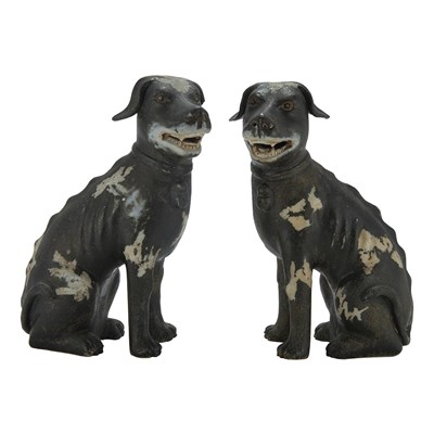 Lot 206 - Pair of Chinese Export Porcelain Seated Dogs...