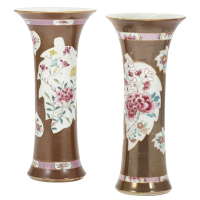 Lot 336 - Pair of Chinese Export Famille Rose Vases...