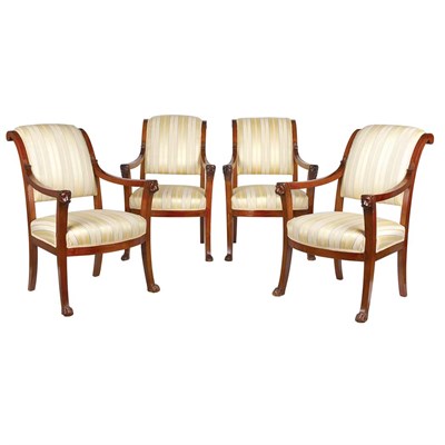 Lot 468 - Set of Four Empire Mahogany Fauteuils a la...