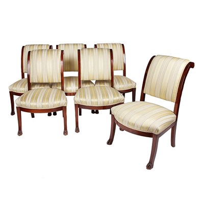 Lot 469 - Set of Six Empire Style Mahogany Side Chairs...