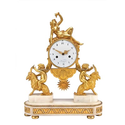 Lot 380 - Louis XVI Gilt-Bronze and Marble Mantel Clock...