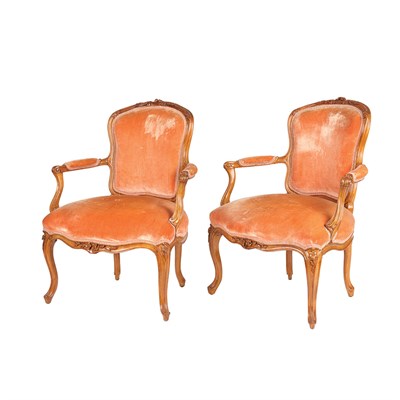Lot 481 - Pair of Louis XV Beechwood Fauteuils en...