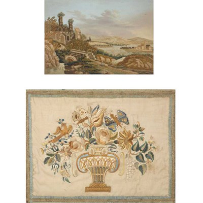 Lot 550 - Two Framed English Needlework Pictures 19th...