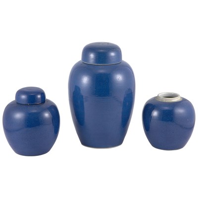 Lot 415 - Group of Three Chinese Powder Blue Glazed...