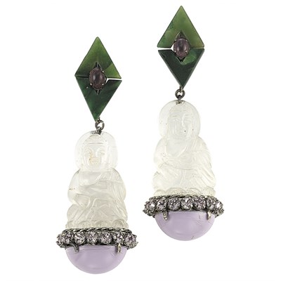 Lot 326A - Iradj Moini Buddha Earrings Green and purple...