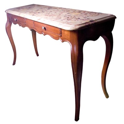 Lot 117 - Louis XV Style Marble Top Fruitwood Console...