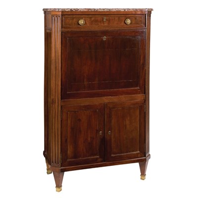 Lot 495 - Late Louis XVI Mahogany Secretaire a Abattant...