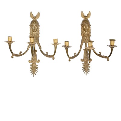 Lot 429 - Pair of Russian Gilt-Bronze Three-Light...