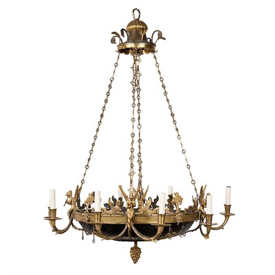 Lot 468 - Empire Gilt and Patinated-Bronze Eight-Light...