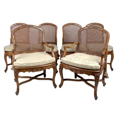 Lot 421 - Set of Eight Early Louis XV Style Beechwood...