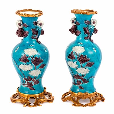 Lot 675 - Pair of French Gilt-Metal Mounted Glazed...