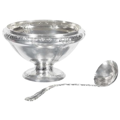 Lot 385 - Sterling Silver Punch Bowl; Together with a...