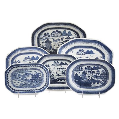 Lot 208 - Group of Six Canton Blue and White Porcelain...