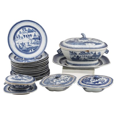 Lot 125 - Group of Canton Blue and White Porcelain...