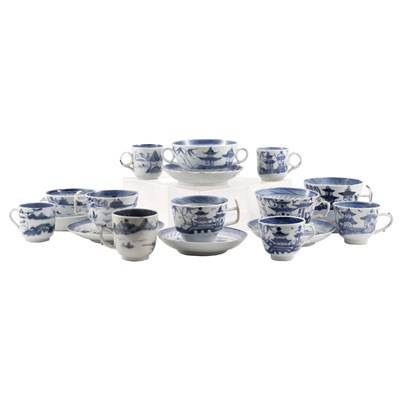 Lot 256 - Group of Canton Blue and White Porcelain Cups...
