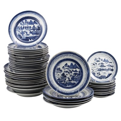 Lot 180 - Group of Canton Blue and White Porcelain...