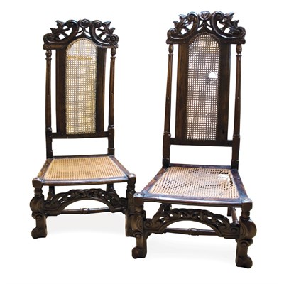 Lot 158 - Pair of Charles II Oak Side Chairs Each...