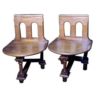 Lot 253 - Pair of Continental Gothic Style Oak Hall...