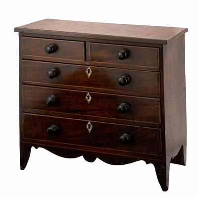 Lot 546 - Late George III Mahogany Diminutive Chest of...