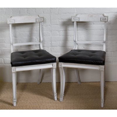 Lot 225 - Pair of Regency Style Painted Klismos Side...