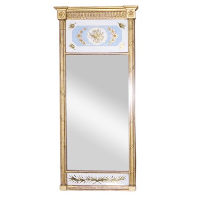Lot 193 - Federal Gilt-Wood Eglomise Pier Mirror 19th...
