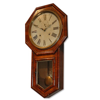 Lot 417 - American Mahogany School House Clock Height 30...