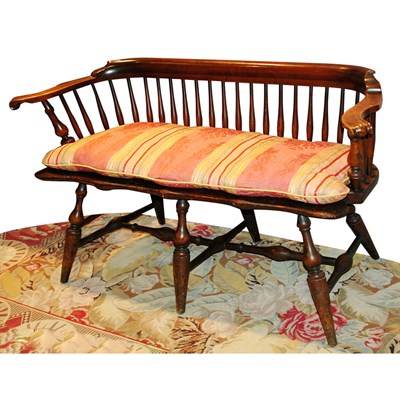 Lot 147 - Windsor Turned Mahogany Settee Length 49 inches.