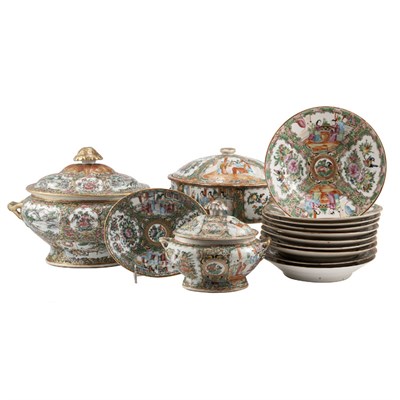 Lot 178 - Group of Canton Rose Medallion Porcelain Table...