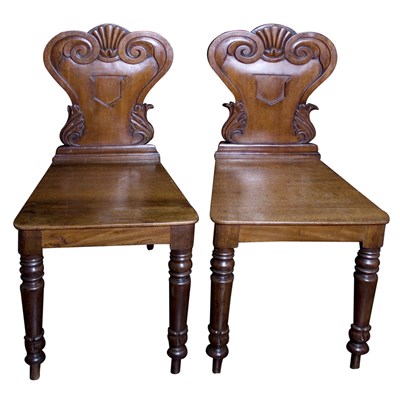 Lot 133 - Pair of George IV Mahogany Hall Chairs Circa...
