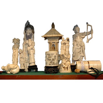 Lot 387 - Group of Chinese Ivory Figures Approximately...