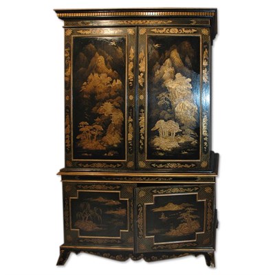 Lot 450 - George III Style Chinoiserie Decorated Black...